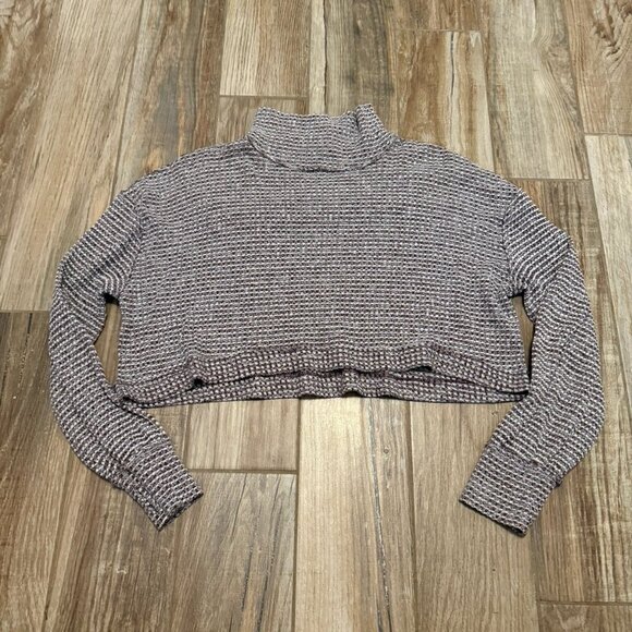 Free People BK Wine Red and White Turtleneck Long Sleeve Top - Picture 2 of 4